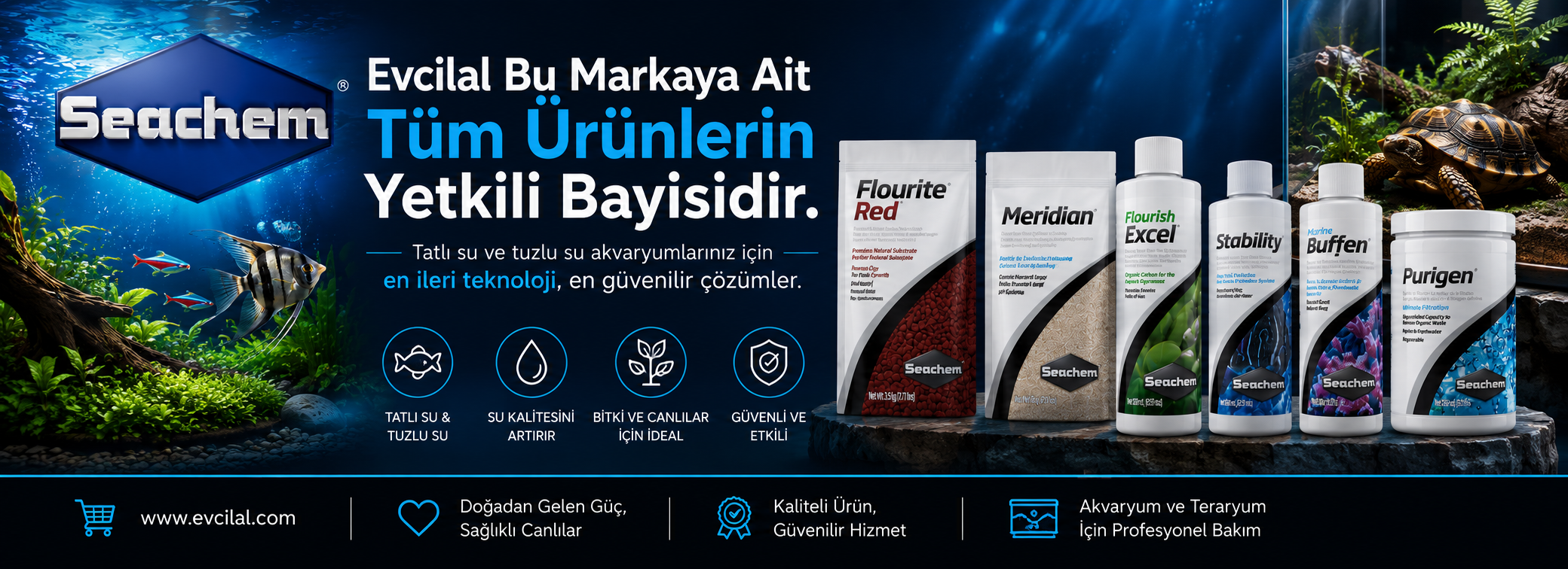 Seachem Ürünleri Akvaryum Su Düzenleyici ve Deniz Akvaryumu Ürünleri