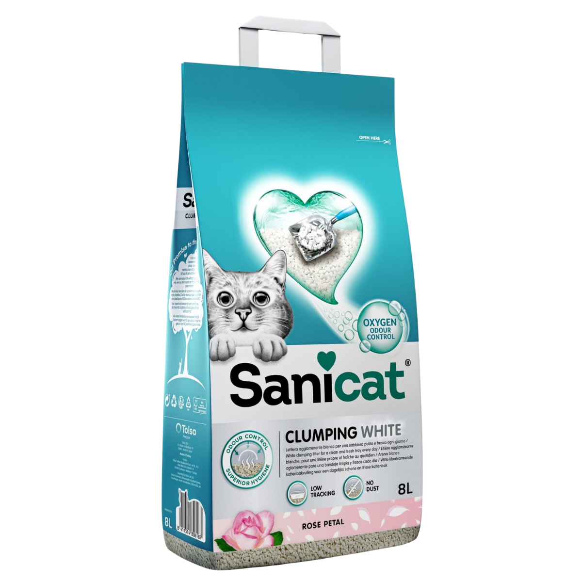 Sanicat Clumping White Gül Kokulu Kedi Kumu 8 litre